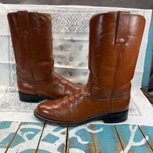 VTG Tony Lama 7054 L Cognac Brown Roper Western Boots Womans Size 6.5A